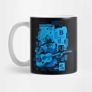 Blues Music Graphic of Bluesman and Guitar Mug